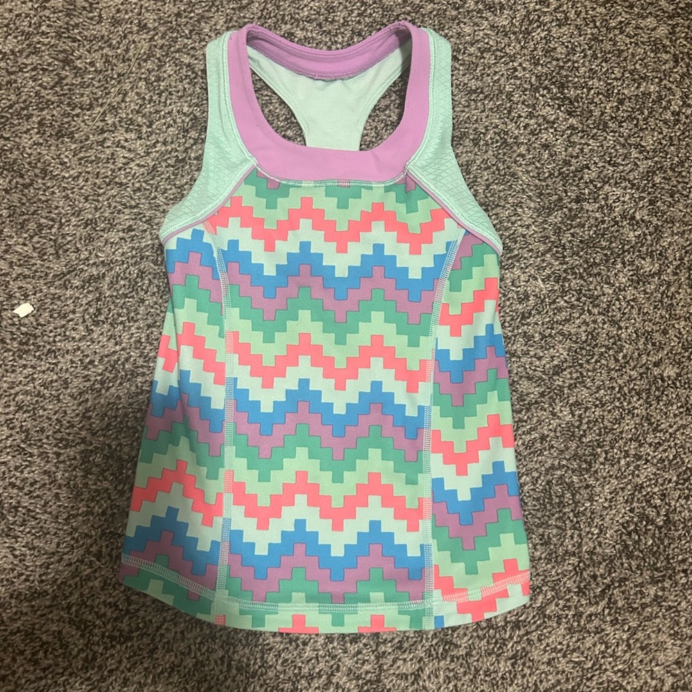 Ivivva Pink and Green Chevron Tank Top